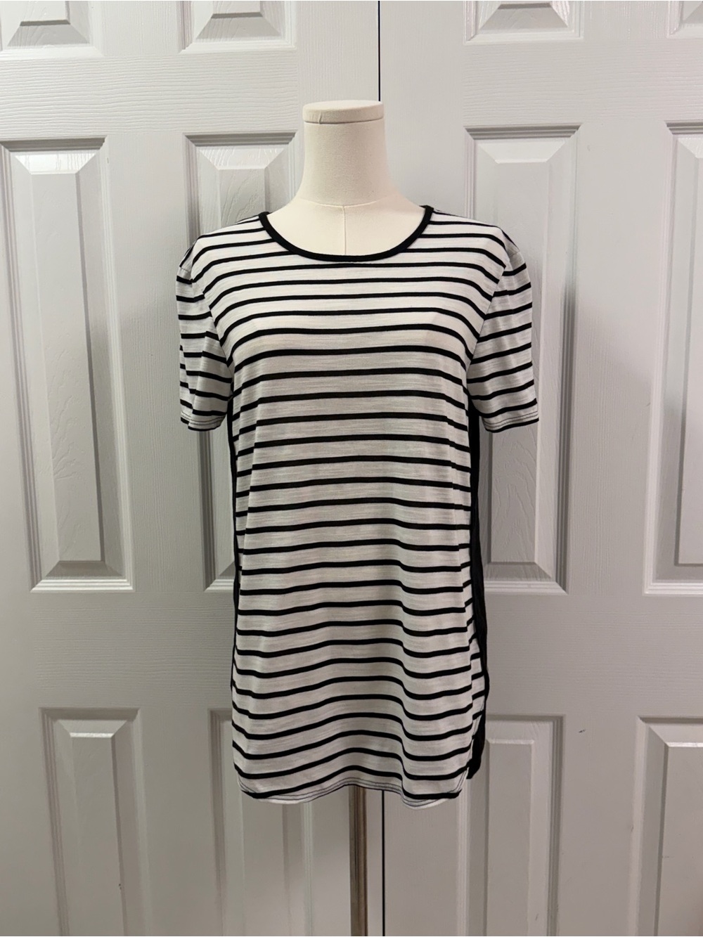 Dorothy Perkins Black White Striped Color Block Short Sleeve Top